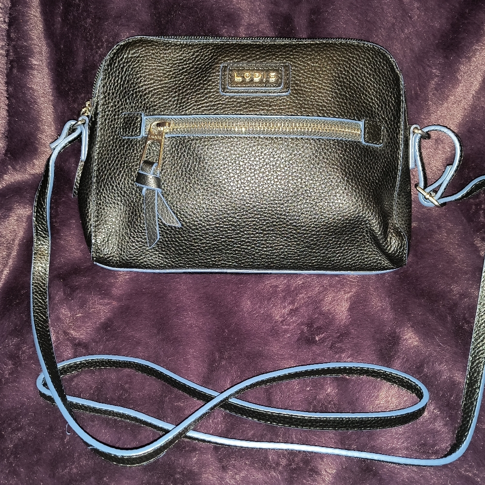 LODIS Black Leather Crossbody Purse/Handbag